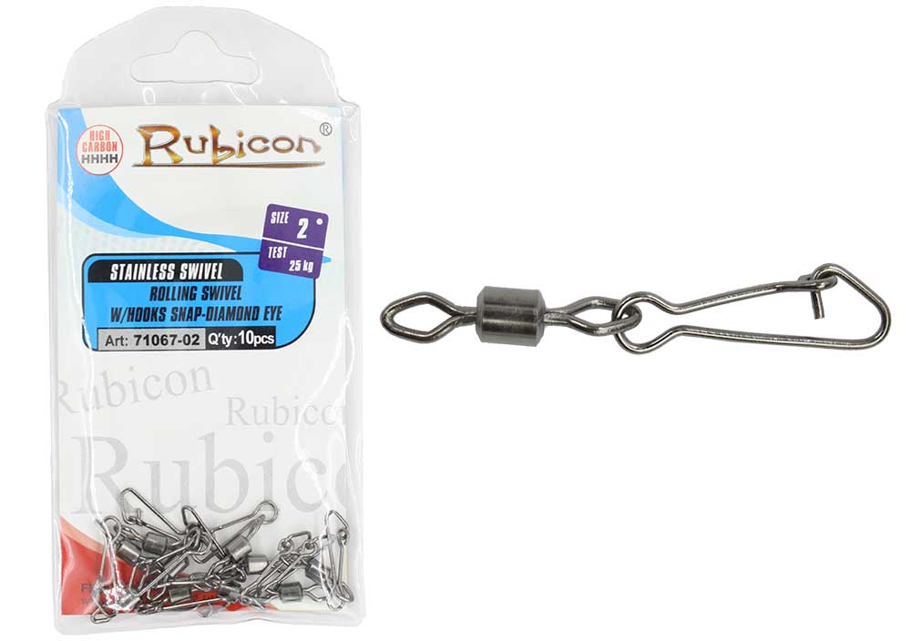 Вертлюг+карабин RUBICON Rolling Swivel w/Hooks Shap-Diamond 71067-02 №02, тест 25кг